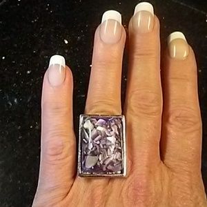 Gorgeous Stainless purple and Mother of pearl Ring
